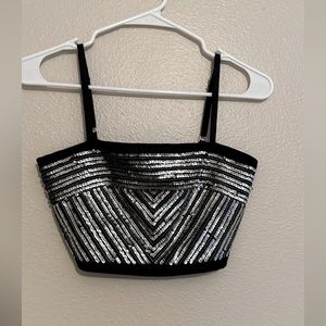 Black Glitter Crop Tops